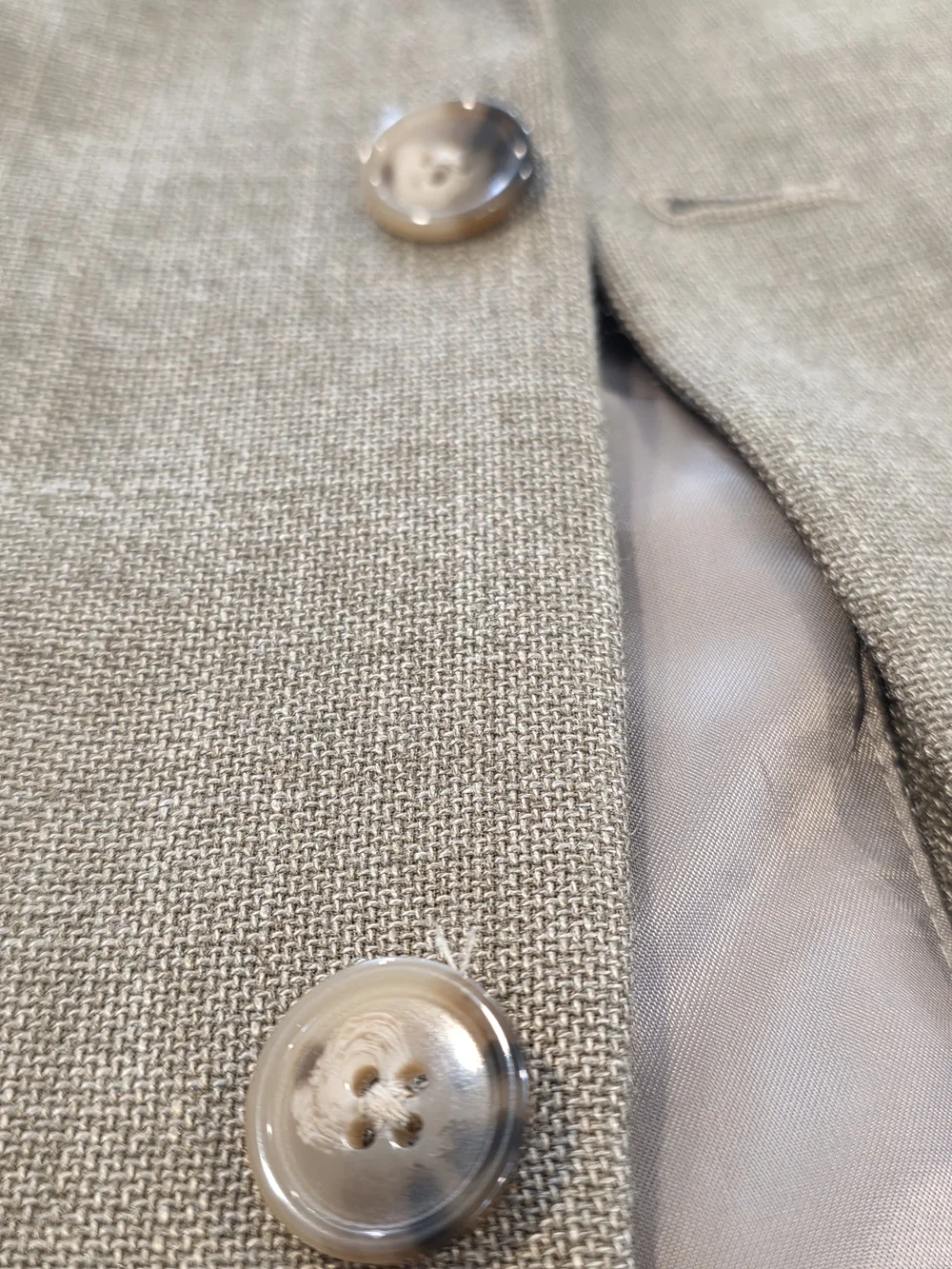 44L Men's Chaps Ralph Lauren Blazer Golden Tan Hopsack Linen Poly Sport Coat